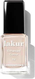 LONDONTOWN lakur Nail Polish - Chip-Resistant, Non-Toxic, Strengthens & Hydrates Nails | 21+ Free Clean Formula and Pro-Contour Brush, Vegan, Linen, .40 fl oz