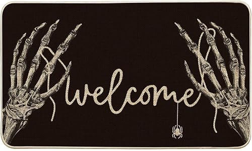 Artoid Mode Hand Bone - Tapete de bienvenida de Halloween, decoración del hogar, tapete de bajo perfil, tapete para puerta de interior y exterior,