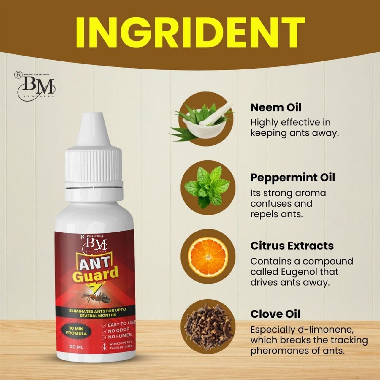 ARYUG Advanced Herbal Ant Guard Liquid | 100% Natural & Non-Toxic Drops | Powerful Organic Repellent & Cleaner for Pest-Free Home & Kitchen (50ml) (4) 2