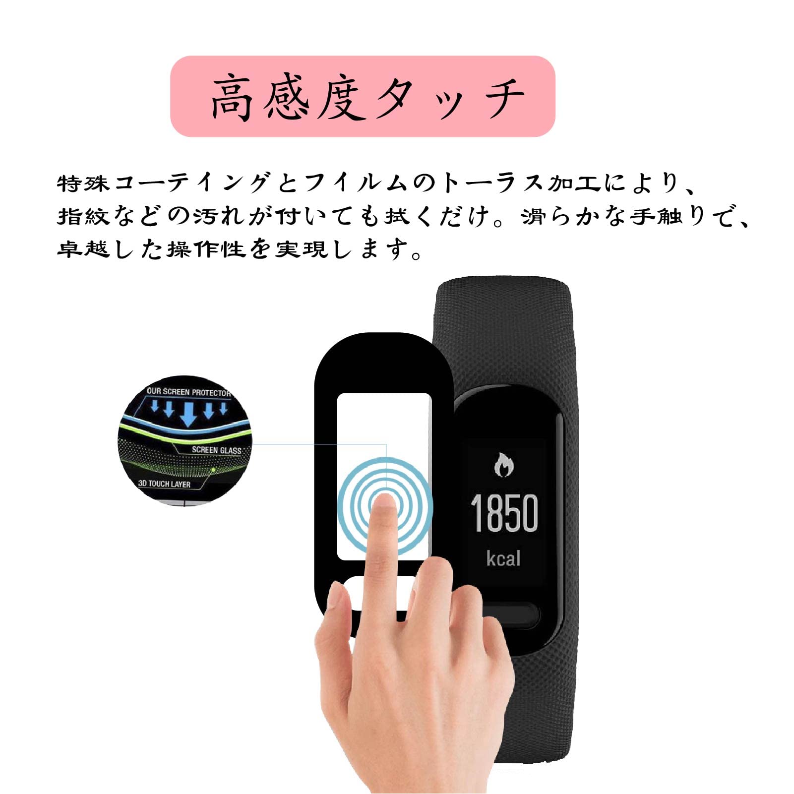 Amazon.co.jp: 【2枚セッ 】対応 GARMIN vivosmart 5 フィルム 