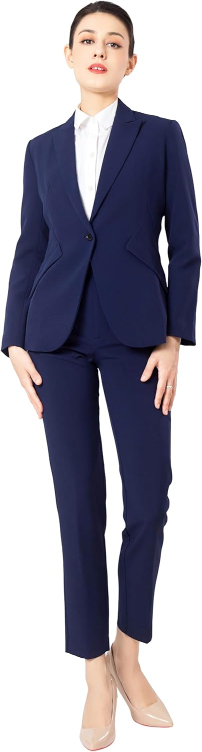 Marycrafts Women's Blazer Pant Suits Set Business Professional Workwear Suit - Image 2