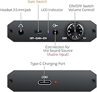 Vista 7 de Neoteck Amplificador Portátil de Auriculares de 3.5mm con Interruptor de Ganancia de Dos Etapas, 16-300 Ohm, Superficie Mate de Aluminio