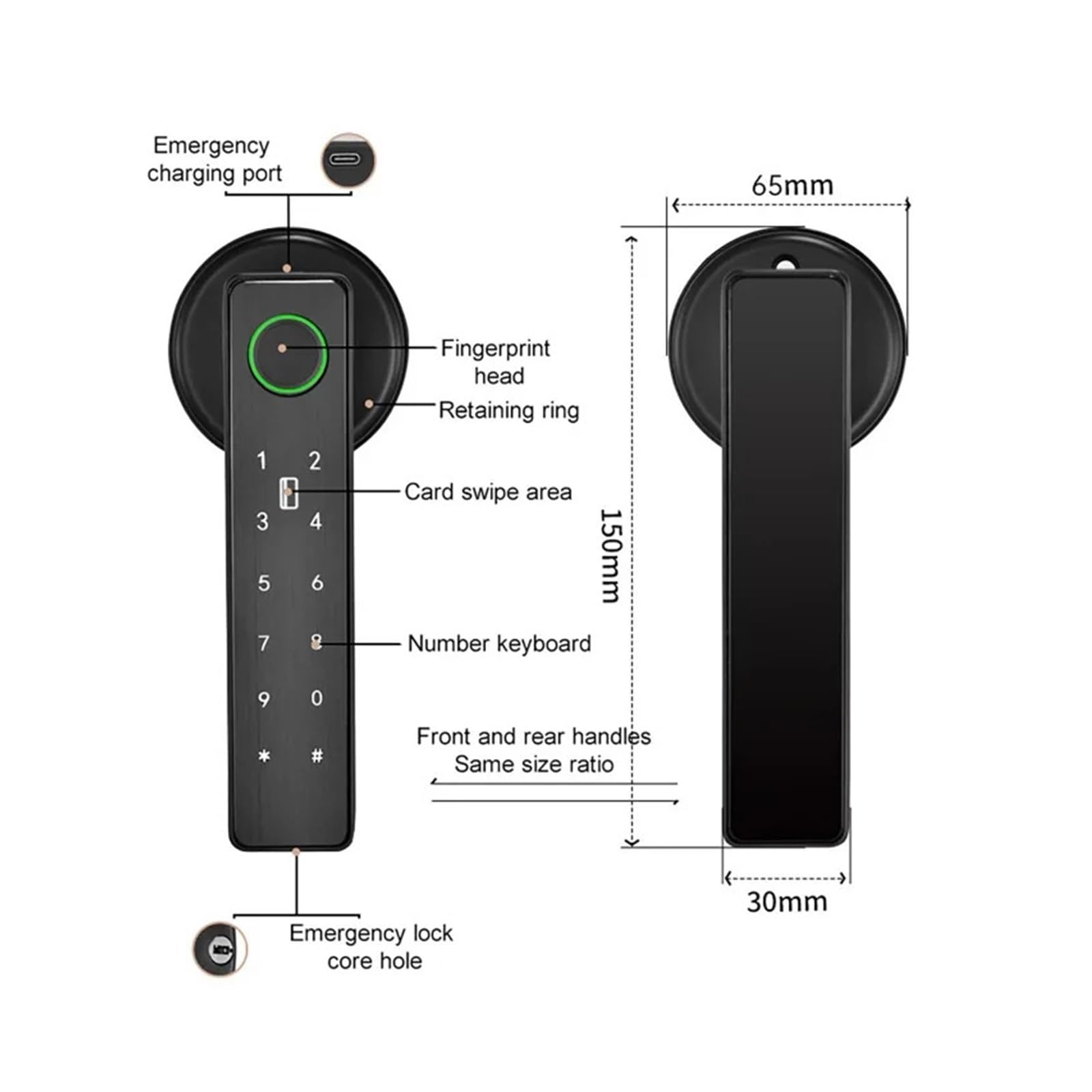 Smart Tuya SmartLife APP WiFi Control remoto tarjeta y contraseña, huellas dactilares y desbloqueo de llave, cerradura inteligente de manija de puerta para oficina