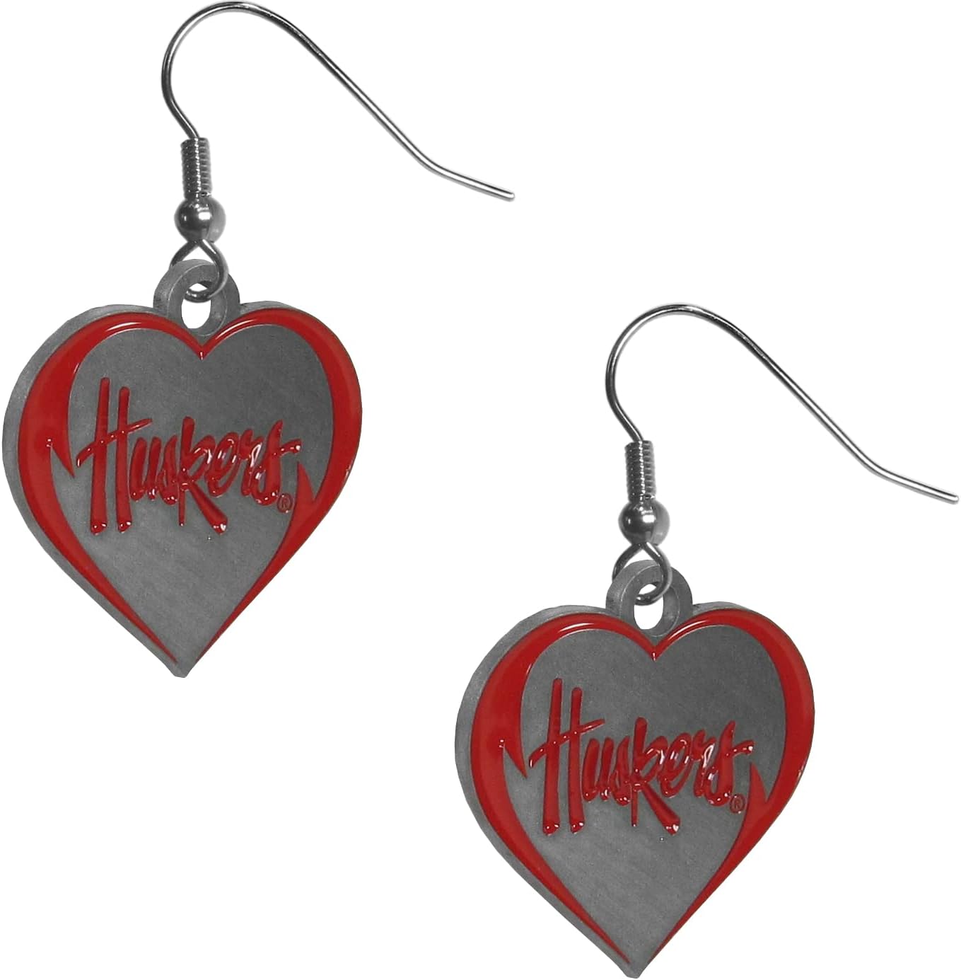 Siskiyou Sports NCAA Nebraska Cornhuskers Heart Dangle Earrings, Team Colors,One Size - Image 2