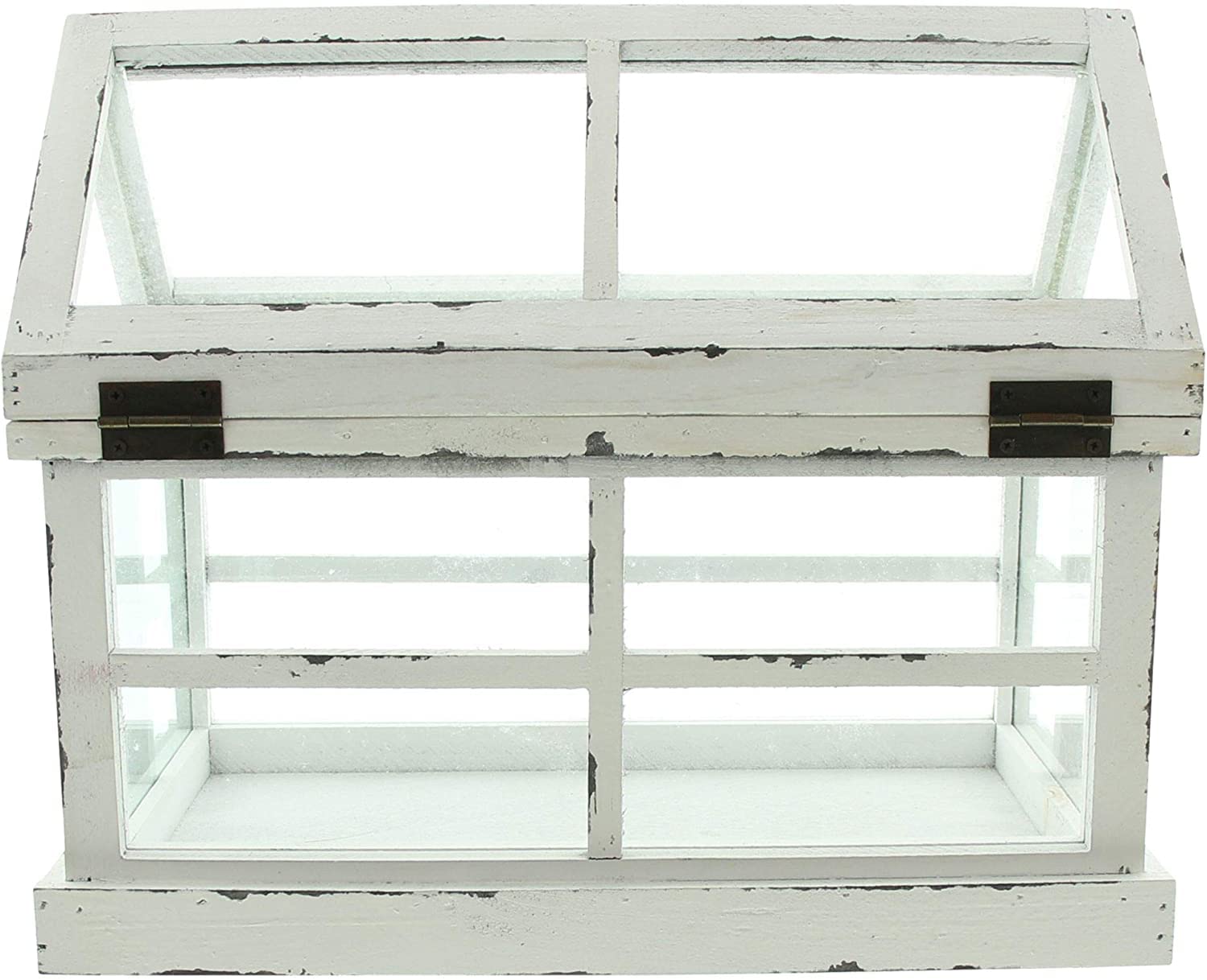 Mini-Gewächshaus “Shabby”, 37x21x31 cm, kleines Terrarium, Treibhaus, Zimmergewächshaus Weiß