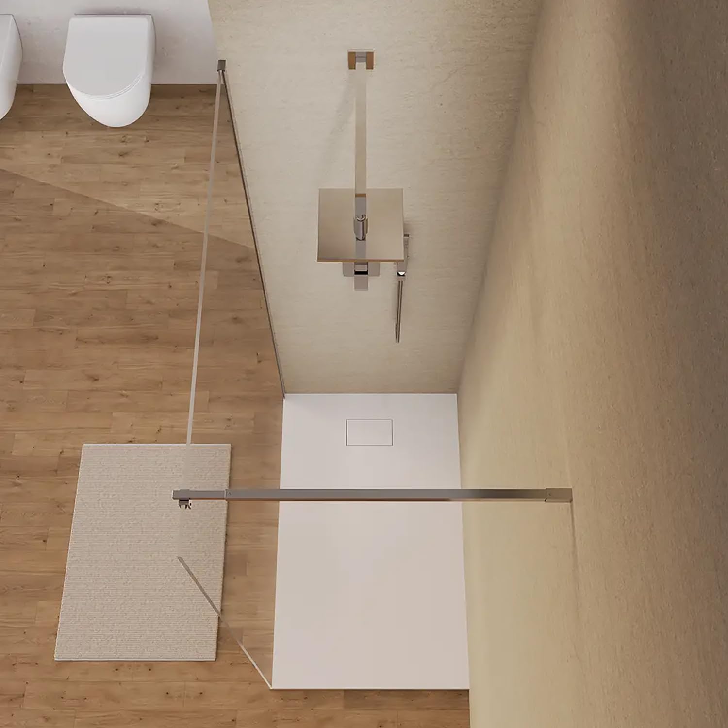 Box Doccia Walk-In 70cm Altezza 200cm Vetro Temperato Trasparente da 8mm con Trattamento Anticalcare