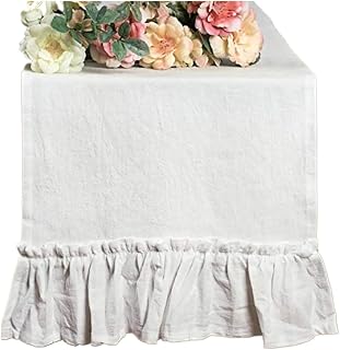 Camino de mesa de algodón de color sólido con volantes, plegable, para cocina, fiesta, boda, café, comedor, accesorios de decoración (blanco, 30 x 270 cm)