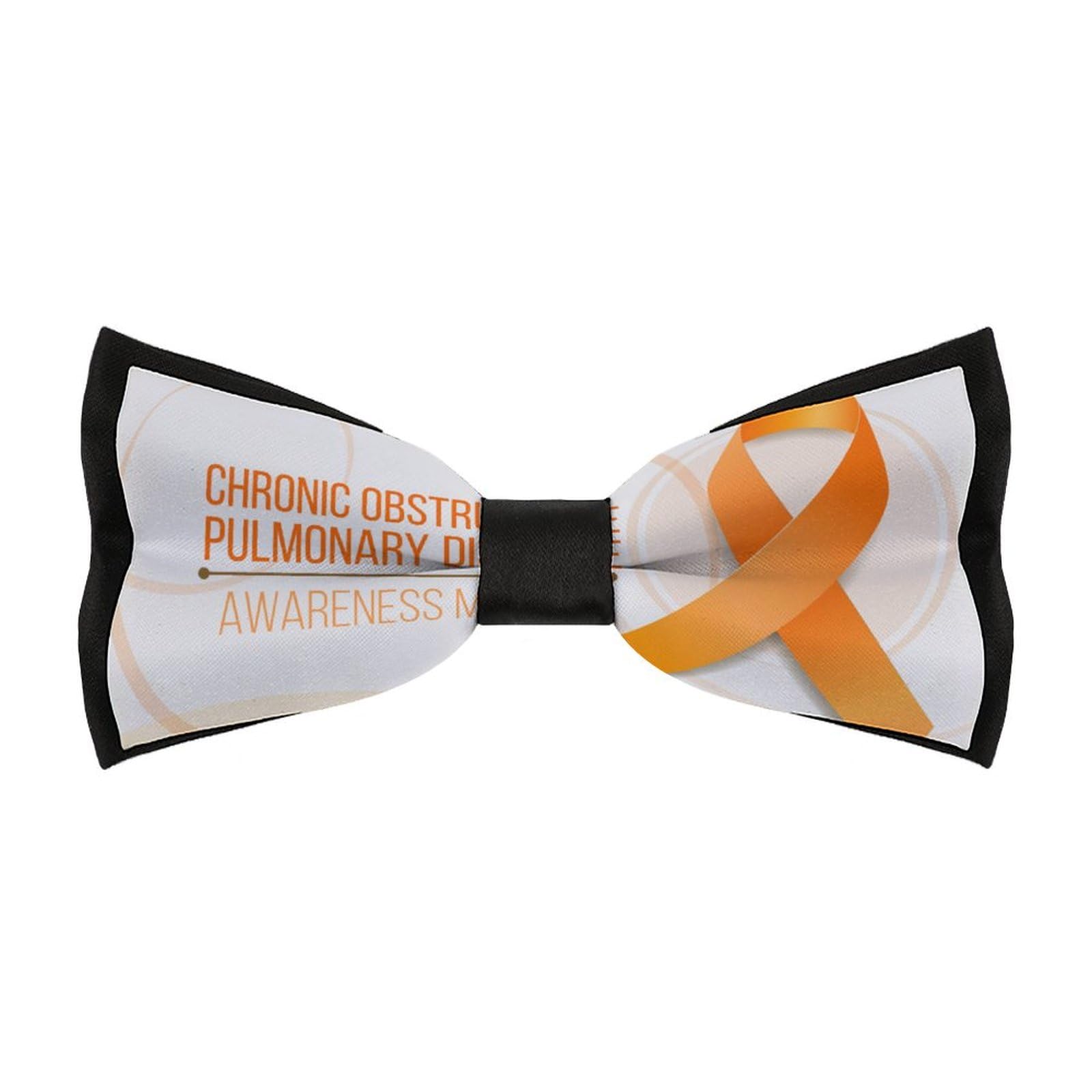JYYAU COPD Awareness Month Orange Ribbon Bow Tie Adjustable Necktie For Men Business Fashion Pre-tied Tie Neckwear Novelty Accessory For Weddings Party Festival