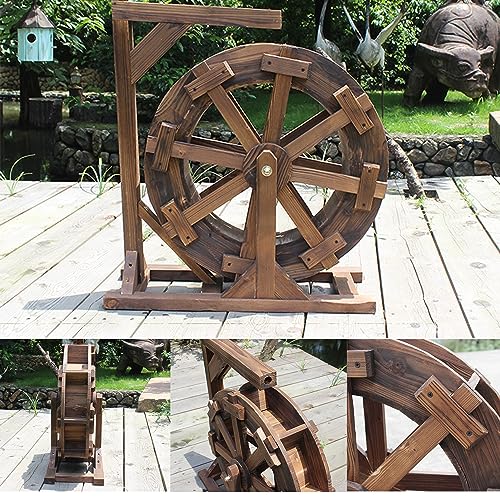 Wood Water Wheel Fountain,Retro Waterwheel Fountain,Freestanding Pond Fountain,Pool Circulation, for Fish Tank, Pond,Patio,Rockery Or Garden Decoration,Fir Wood,20/30/50/60/80/90CM (Size : Diameter 6