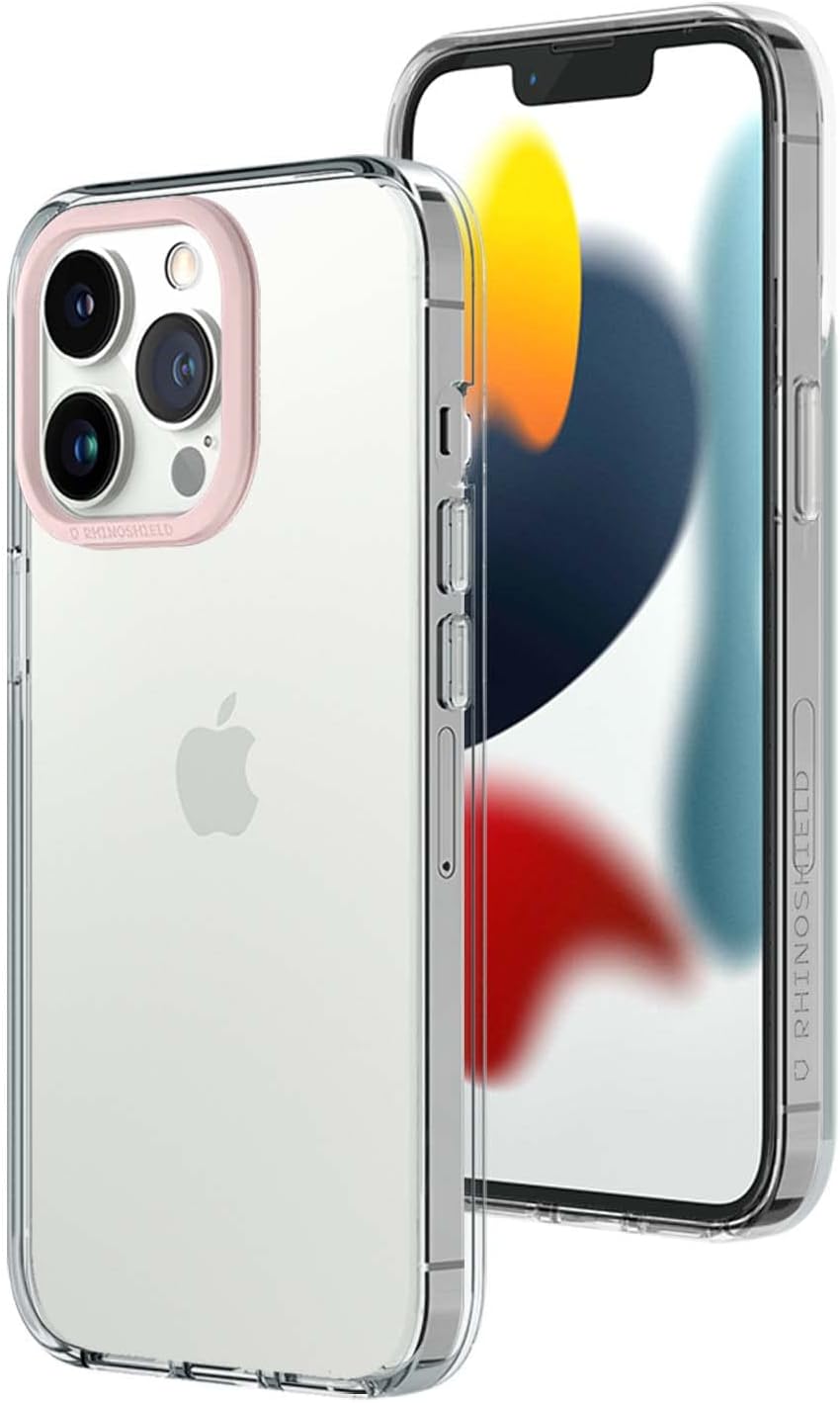 RhinoShield Crystal Clear Case Compatible with [iPhone 13 Pro] | Advanced Yellowing Resistance, High Transparency, Protective and Customizable Clear Phone Case - Blush Pink Camera Ring