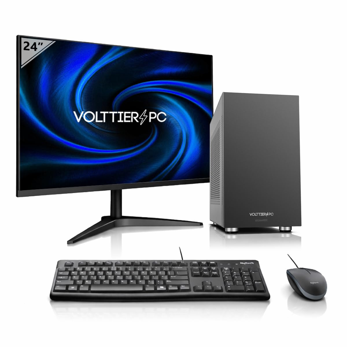 VolttierPC – PC Sobremesa Completo AMD Ryzen 7 5700G | 32GB DDR4 | 1TB SSD NVMe | Radeon Vega 8 | WiFi 6 + Bluetooth 5.2 | Windows 11 Pro | Monitor 24" 100Hz | Teclado y Ratón | PC Oficina y Trabajo