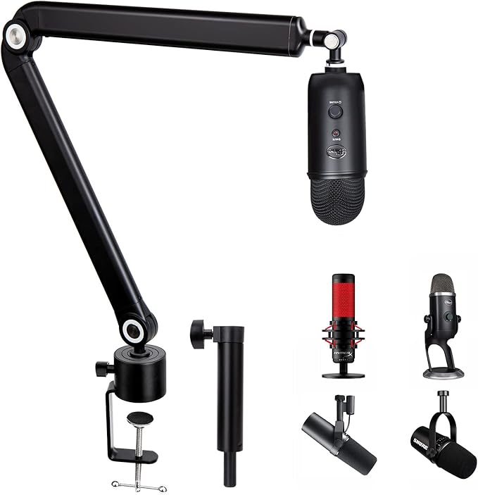 Blue Yeti Boom Arm with Extension Tube Mic Boom Arm Compatible with HyperX