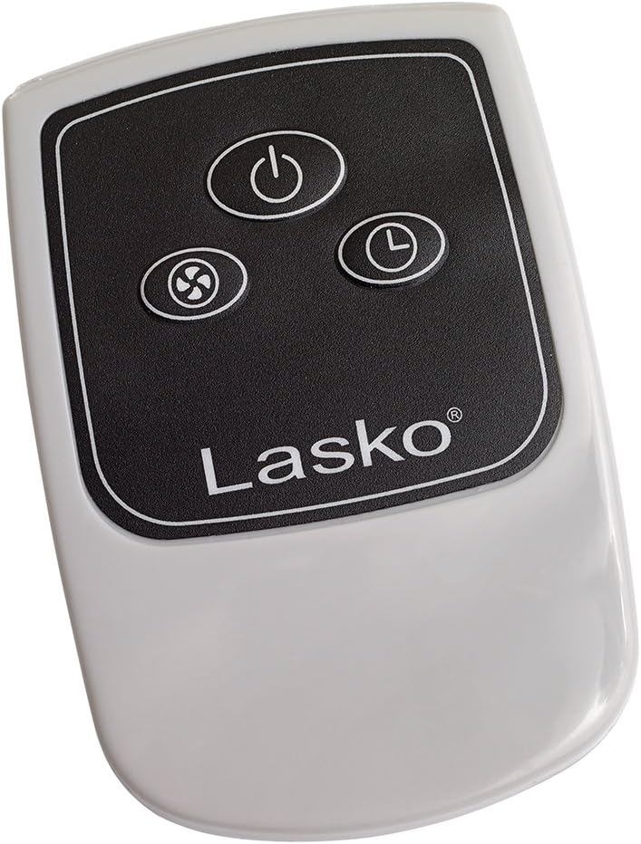 Lasko 3542 Cyclone Fan remote control with power, speed, and timer buttons.