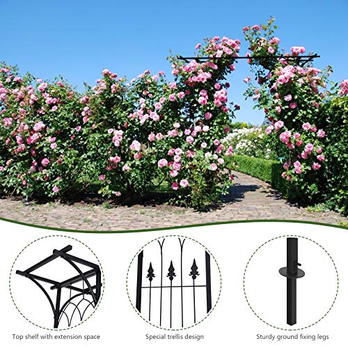 Giantex Garden Arbor Wedding Arch For Ceremony Party, Metal Trellis Archway For Climbing Plants Rose Grape Vines, Steel Frame Pergola Decoration For Backyard Patio Lawn Pathway, Easy To Assemble #TOP2
