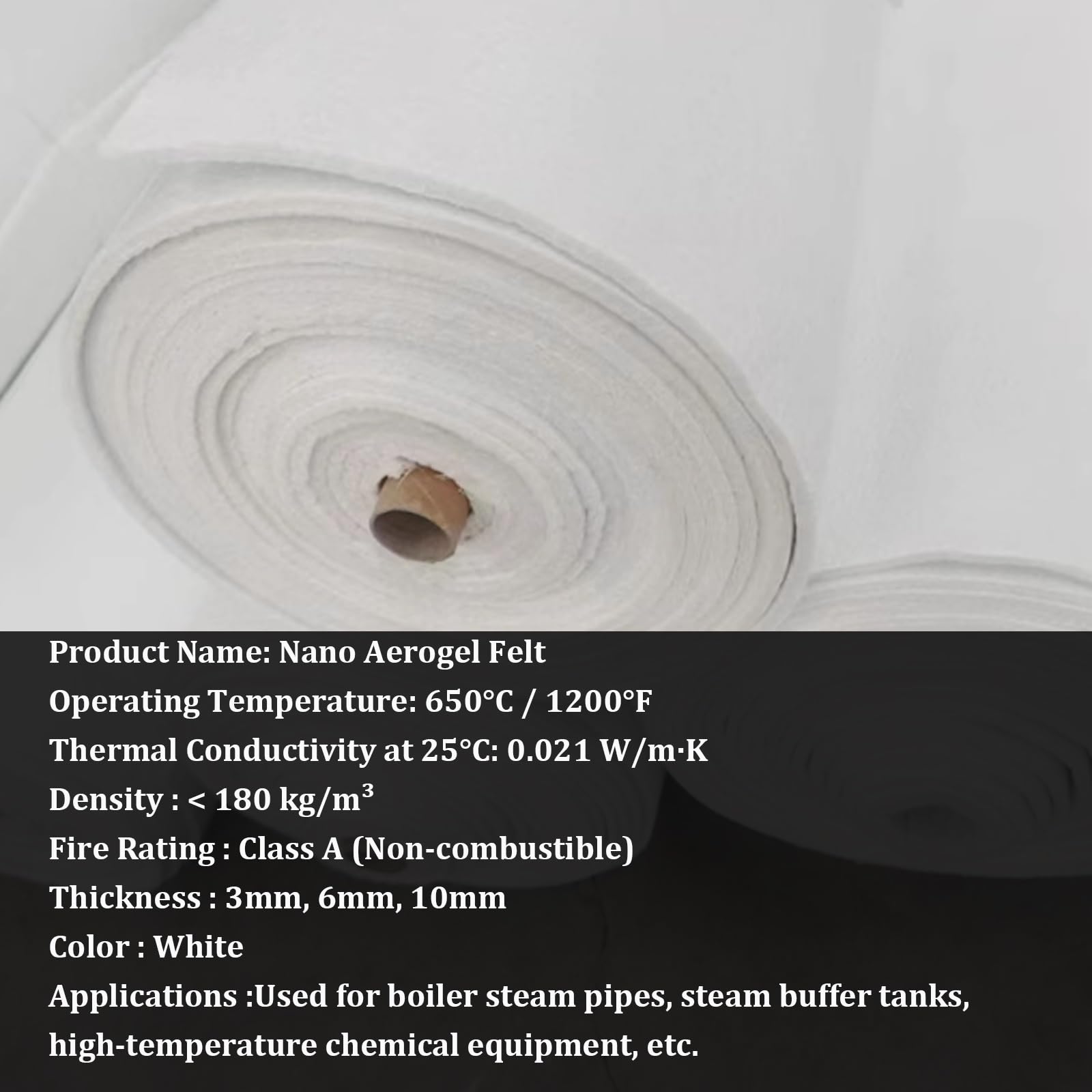 Mata izolacyjna Aerogel, koc ognioodporny o wysokiej temperaturze 1200 F, odporny na ciepło i lekki (1,5 x 0,66 m (59 x 25,9 cala), 3 mm)
