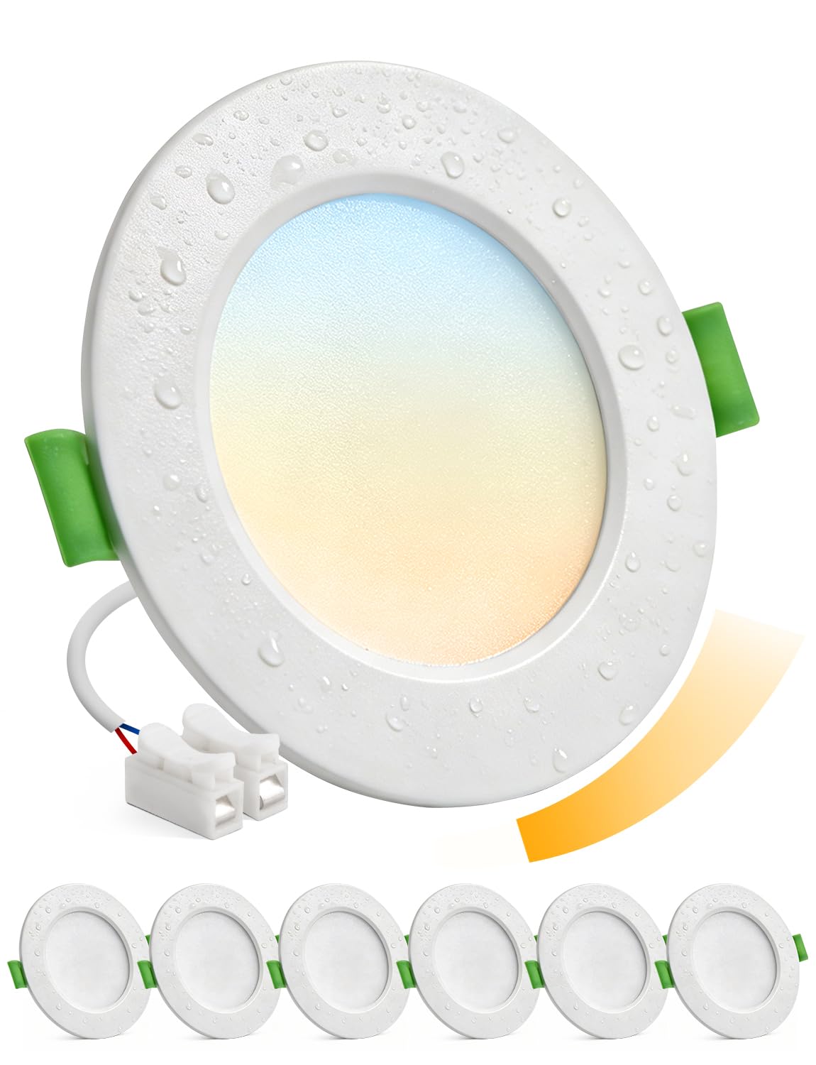 Bojim Reflektor sufitowy LED, możliwość ściemniania, 230 V, IP44, łazienka otwór 68 mm - 80 mm, bardzo płaskie oświetlenie wpuszczane 5 W, ciepła biel, neutralna zimna, do kuchni, sypialni, salonu