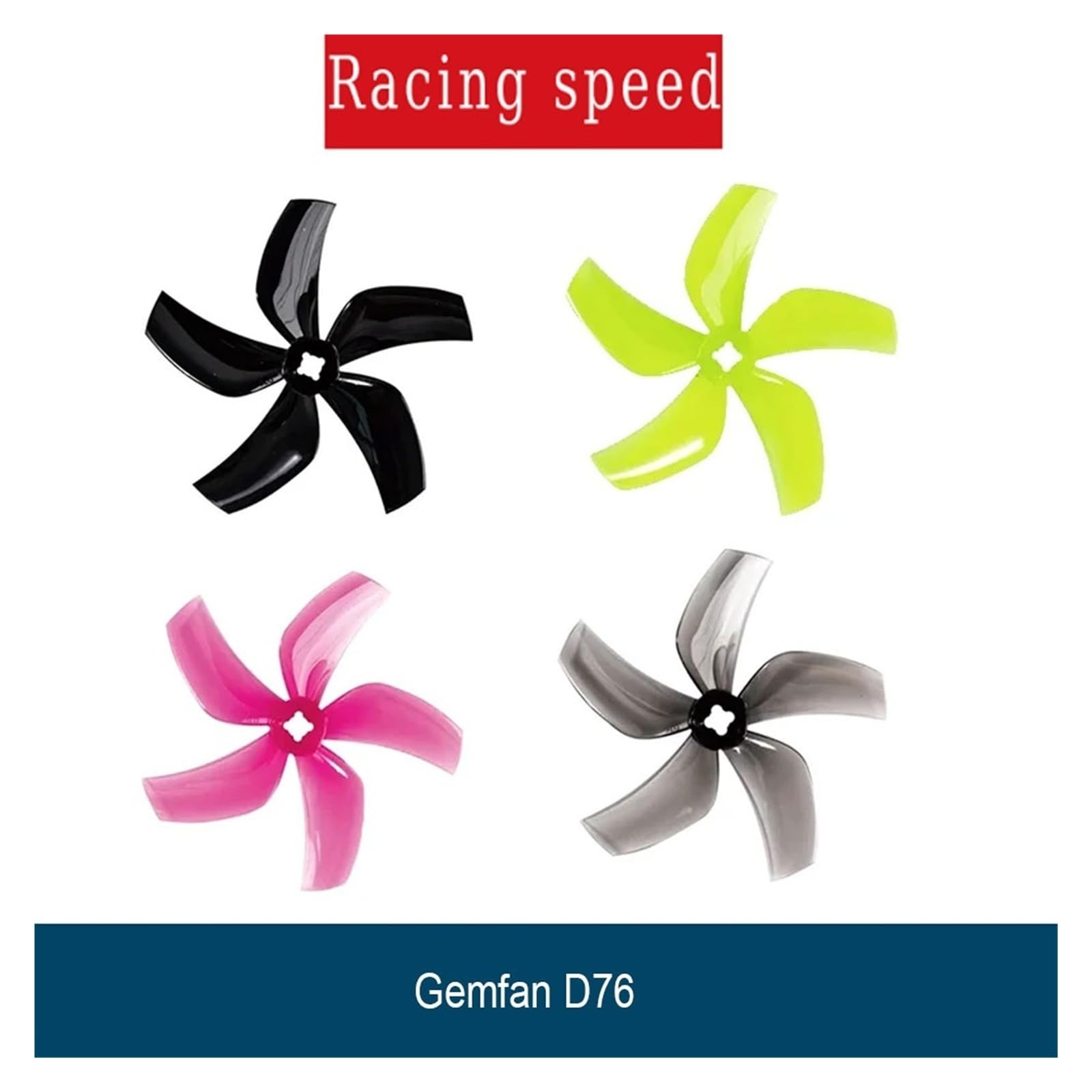 Gemfan D76 Ducted 76 mm 3 cale Five-Blade FPV śmigło do RC Cinewhoop Duct Drone, 4 pary, 5-blade PC Prop do FPV Racing Freestyle Quadcopter, Low Noise 3 in Prop (4 pary żółty)