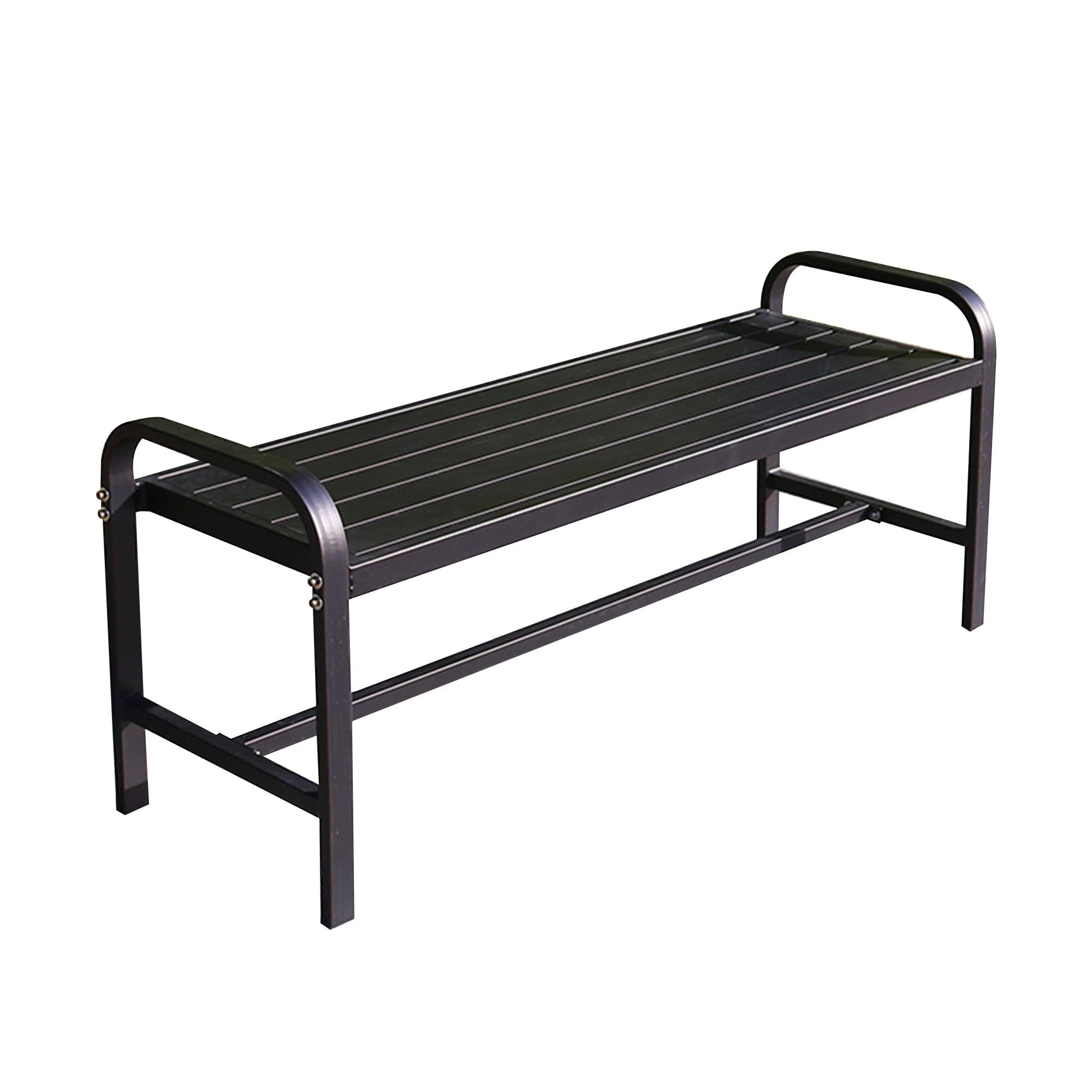 Banc de jardin en fer forgé noir avec dossier résistant pour extérieur