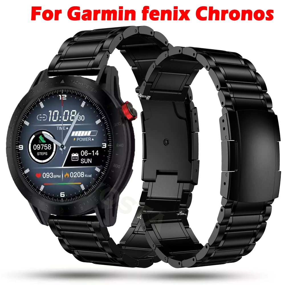 Smartwatch stop tytanu + bransoletka ze stali nierdzewnej do Garmin Venu 2 Vivoactive 4 paski na nadgarstek do zegarka Garmin Fenix Chronos