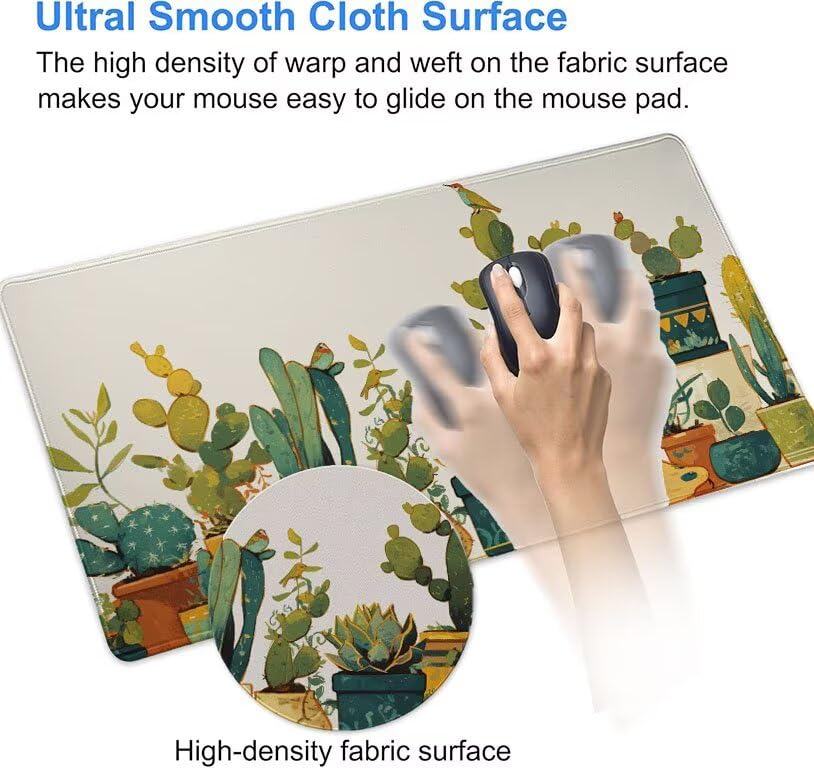Tapis de souris cactus grand format pour bureau design et épuré