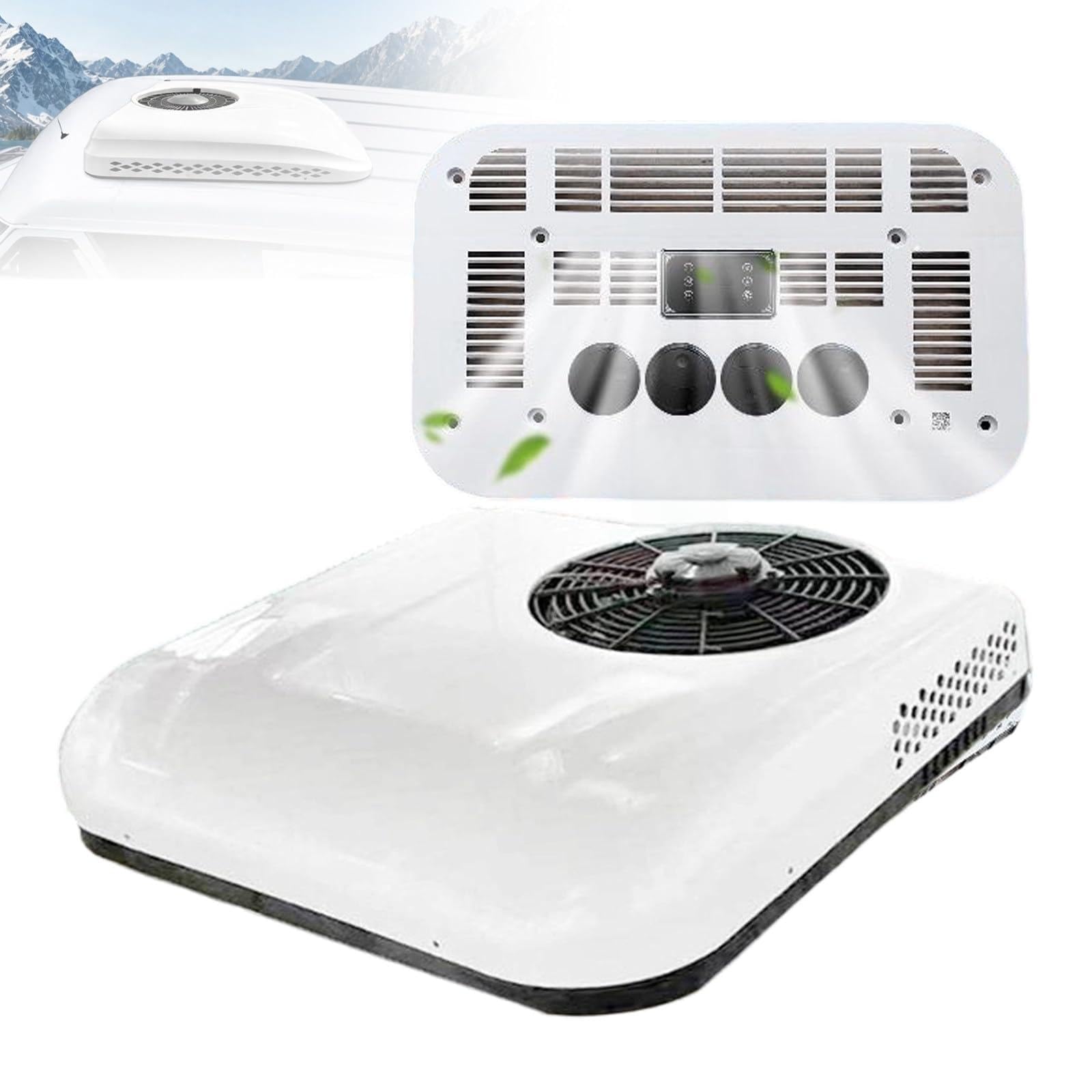 Rzythochron Air Conditioner, Dc Rv Rooftop Ac Unit With Remote Control, Ultra-Quiet Rooftop Ac Unit Rv, For Truck Rv Boat Automotive Camper Travel Trailer White-12V