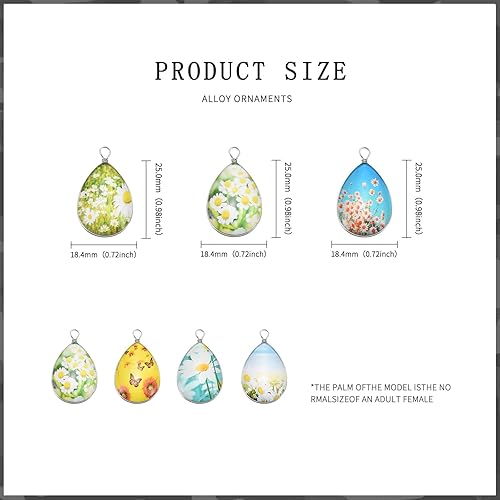 Miniatura 2 de 10 piezas de doble cara imagen 3D pequeña margarita flor encanto cuentas de cristal encaje cuentas de resina transparente collar colgantes para