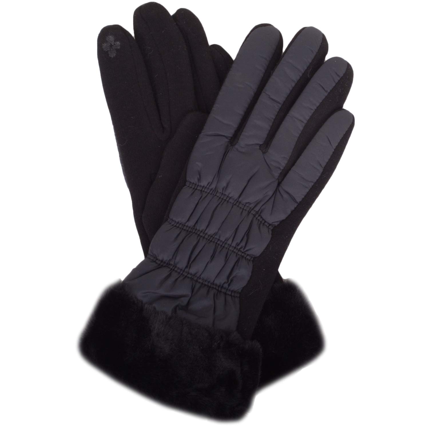 Snugrugs Women's Black Cosy Cold Winter Glove/Gloves With Super Soft Faux Fur Trim