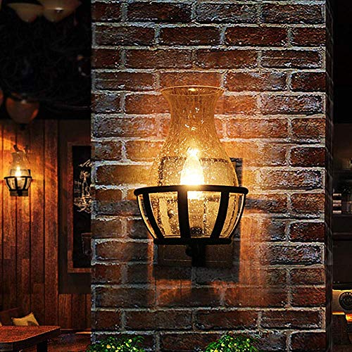Ladiqi Vintage Country Style Candle Design Wall Sconce Lighting Wall Lamp Light Fixture E12 Bulb Base With Unique Seedy Glass Shade Indoor Outdoor #TOP2