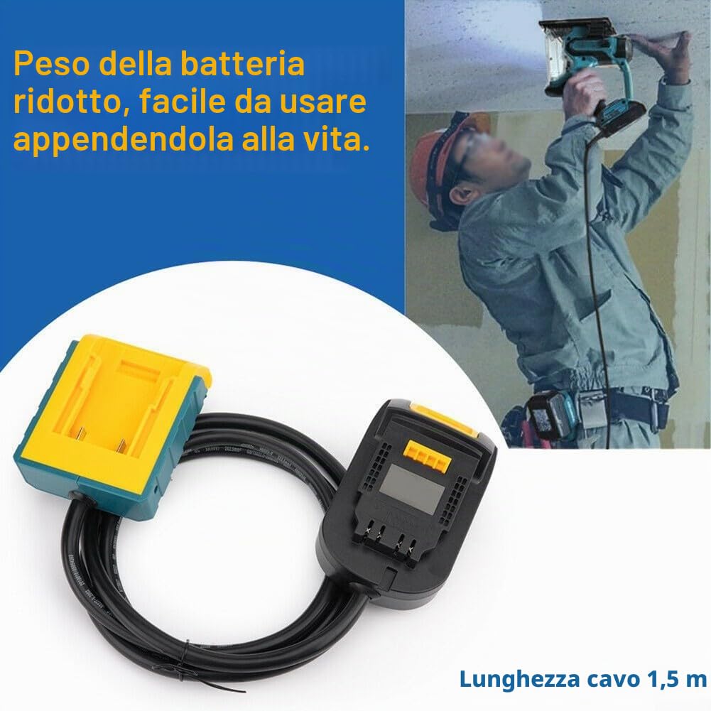 SPORTARC Adattatore per Batteria elettrica, Cavo di prolunga Portatile per Batteria, Adattatore Massimo 18/20 V per componenti per Utensili elettrici (per)