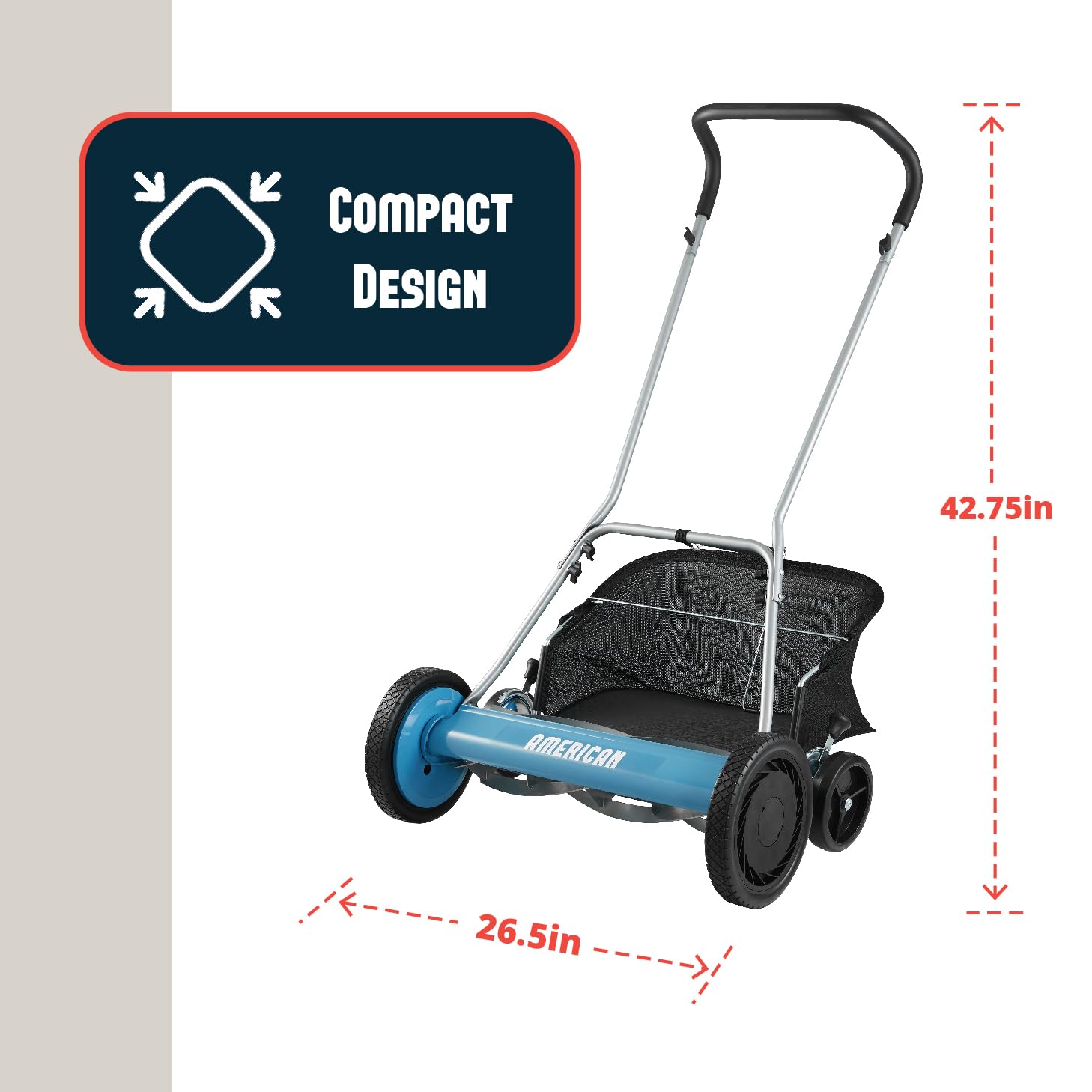 American Lawn Mower Company Cortacésped de Carrete de 5 Cuchillas de 50.8 cm con recogedor de césped