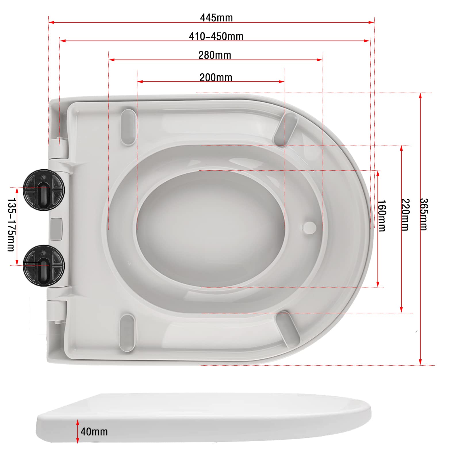 Sedile WC a forma di D con sedile per bambini integrato per imparare a usare il vasino, sedile per bambini con chiusura ammortizzata, sgancio rapido, rimovibile, igienico, compatibile con il Regno