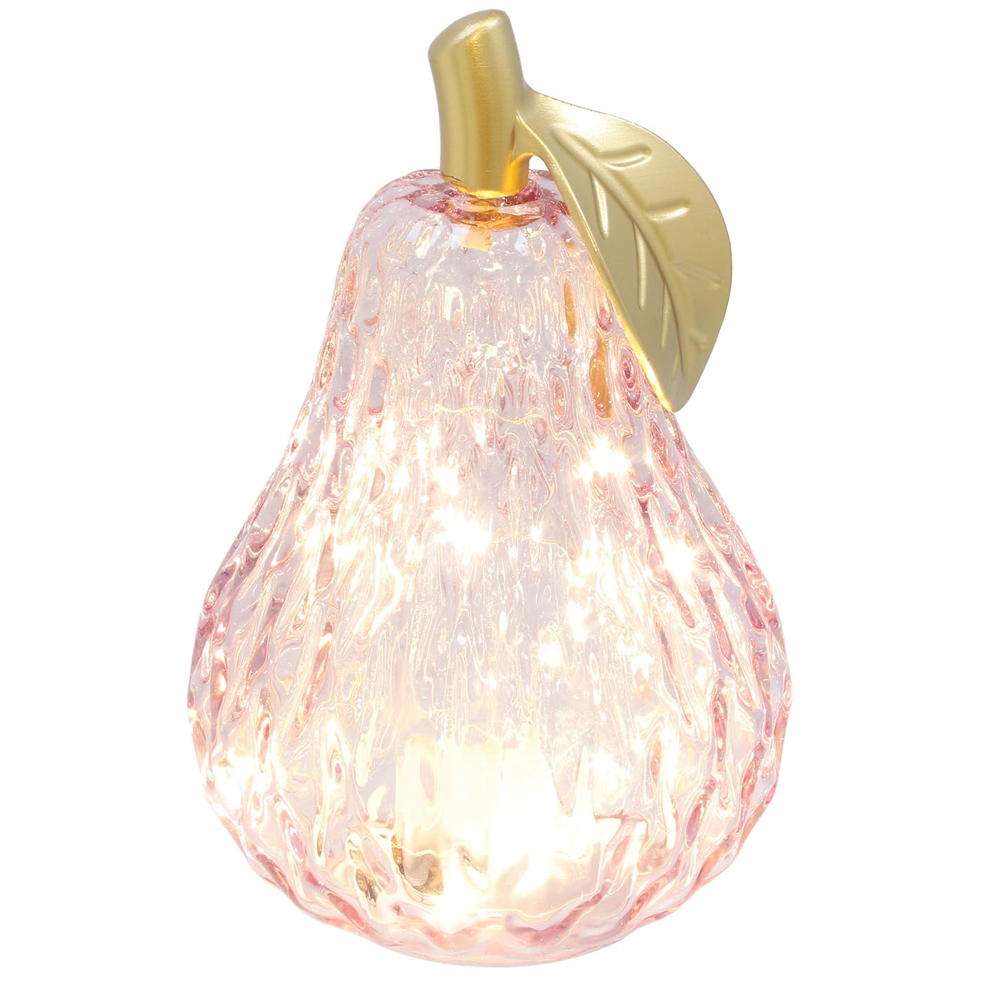 Shudehill Giftware Diamond Cut LED Glass Fruit Light Pear, Apple & Lemon Decorative Lamp Amber, Green, Lilac, Pink Battery Operated Home Décor (Pear Lilac Height 17.5X Width 11x Depth 11cm)