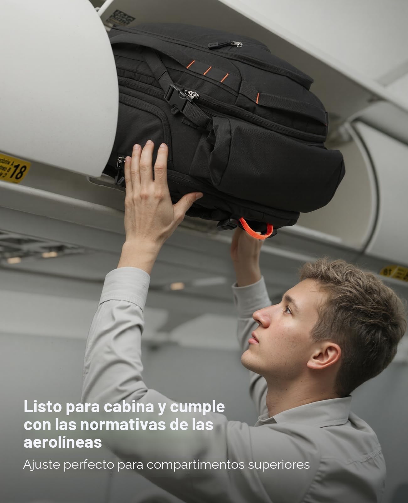 Tolaccea Mochila de Viaje Expandible 40L-55L, Mochila Viaje Cabina Avion TSA, Mochila Grande para Portátil 17,3", Travel Backpack Impermeable para Hombre Mujer, Senderismo y Acampada