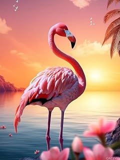 QACEYID Flamingo Diamond Painting Kits Animal Diamond Painting for Adults Pink Diamond Painting Kits for Room Decor Wall Decor New Year and Valentine's Day Gifts 12X16 inch