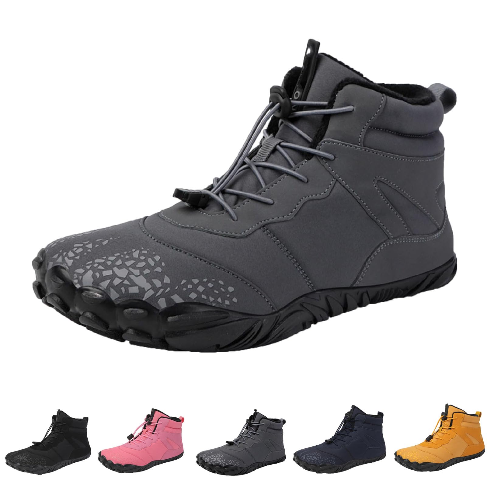Winter Barefoot Shoes Women Hike Barefoot Footwear Men Grounded Footwear Non-Slip Sole Wide Toe Box for Hiking Trail (6801Gray, Adult, Women, 7.5, Numeric, US Footwear Size System, Medium)