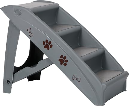 Dog Stairs & Steps for High Beds Folding Pet Ladder for Small Dogs Plastic Anti-Slip Safe Cat Ramp, No Assembly Needed