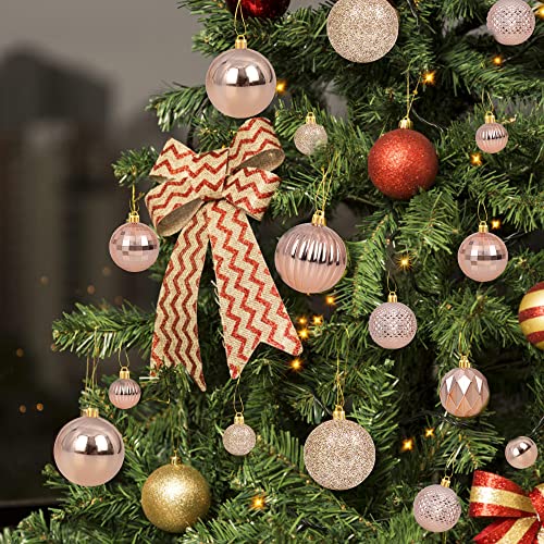 36Pcs Rose Gold Christmas Ball Ornaments For Christmas Tree - 9 Style Tree Ornaments Decorations Shatterproof Xmas Hanging Ball - Christmas Decorations For Home, Office #TOP2