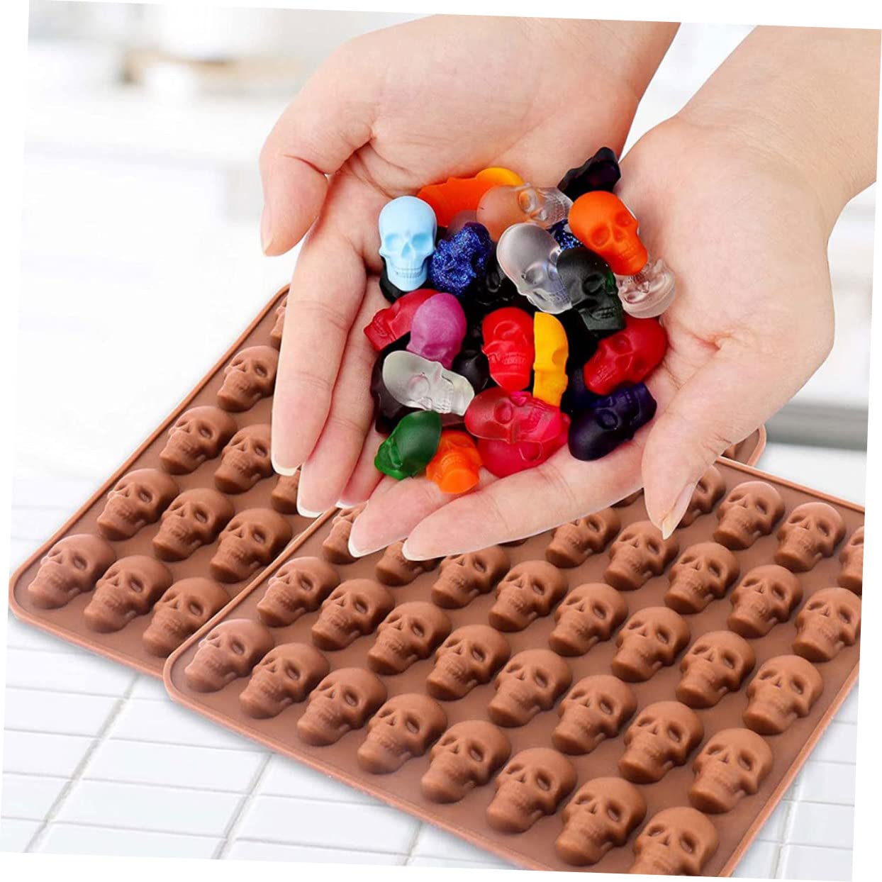 Ciieeo 5 Set stampo del cranio biscotto cioccolato stampo da forno per cioccolato gommoso halloween hallowen arredamento fondente teschio stampini fai da te Gel di silice