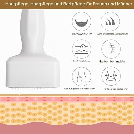 Derma Stamp Aoyswuz 0-3 mm Einstellbar Professioneller Microneedling Pen mit 140 Pins für Gesicht Körper Haare Bartwuchs