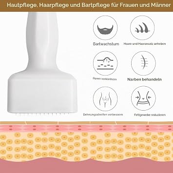 Derma Stamp Aoyswuz 0-3 mm Einstellbar Professioneller Microneedling Pen mit 140 Pins für Gesicht Körper Haare Bartwuchs