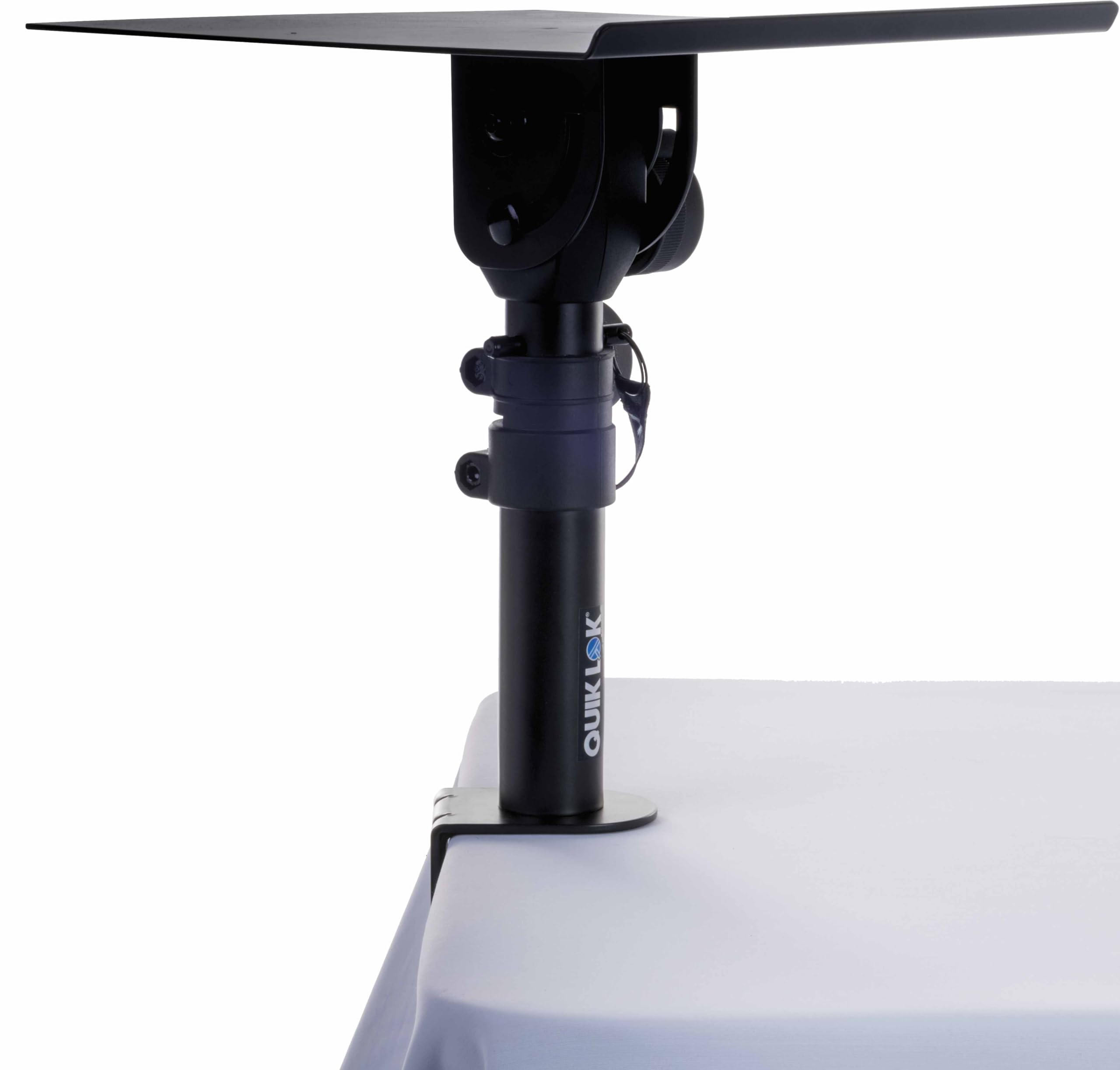 QUIK LOK - MSC/001 - Soporte multifunción con clip, soporte de mesa multifunción, con abrazadera de fijación, placa superior 25 cm x 29 cm, con tiras adhesivas de goma, color negro