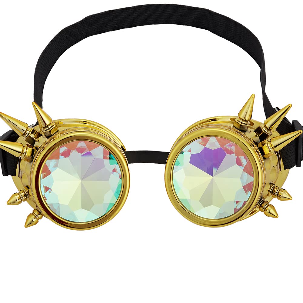 OMGREAT Kaleidoscope Glasses for Raves Steampunk Goggles with Rainbow Prism Diffraction Crystal Lenses