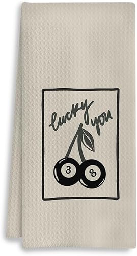 Preppy - Toallas de cocina, Funky Trendy Retro Y2K Lucky 8 Ball Cherry - Toallas de mano decorativas para baño y cocina, toallas de cocina vintage,