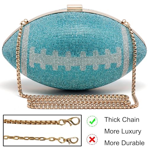 Image of Women Rhinestone Football Shaped Handbag Chain Crossbody Shoulder Bag Football Purse | Rugby, Unique, Novelty, Football