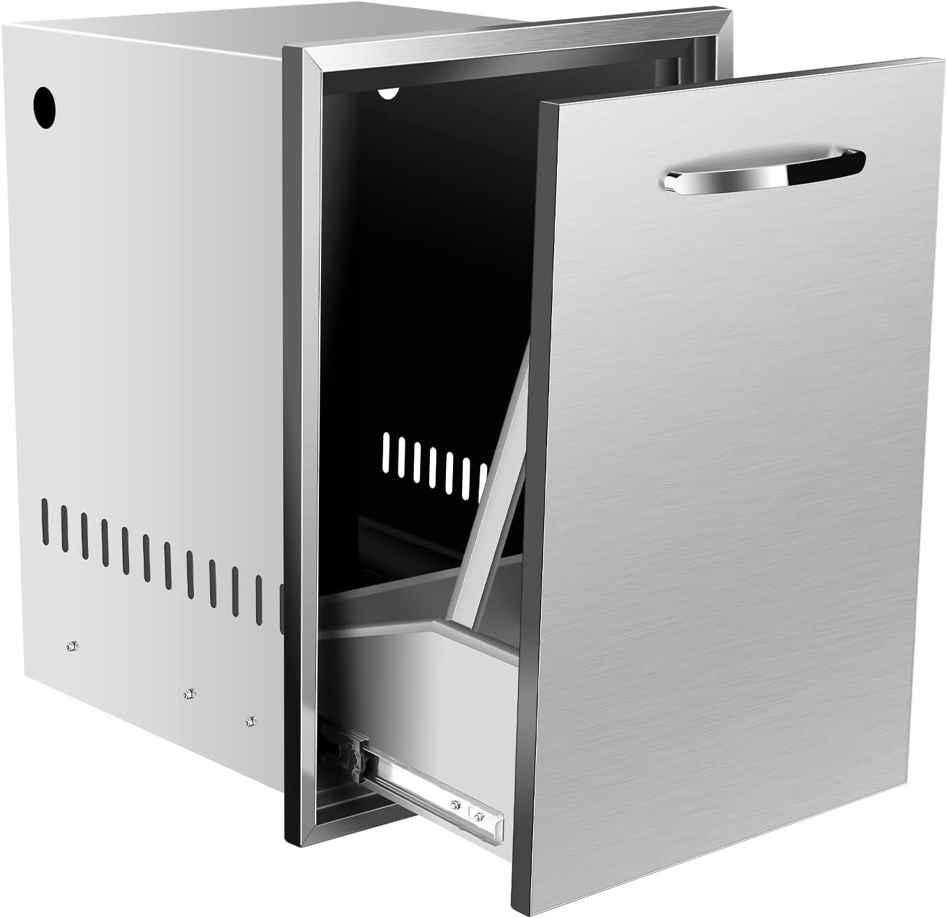 16" W x 22.3" H x 18" D Propane Drawer Built-in Single Trash Drawer Pull-Out Tray Stainless Steel Trash Drawer Storage Trash Bins or Propane Tank for BBQ Island Grill Station
