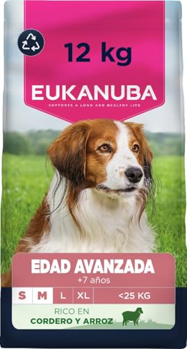 Eukanuba, alimento para Edad Avanzada con Cordero y arroz para Razas pequeñas y Medianas - Alimento seco Premium para Perros Senior, 12 kg