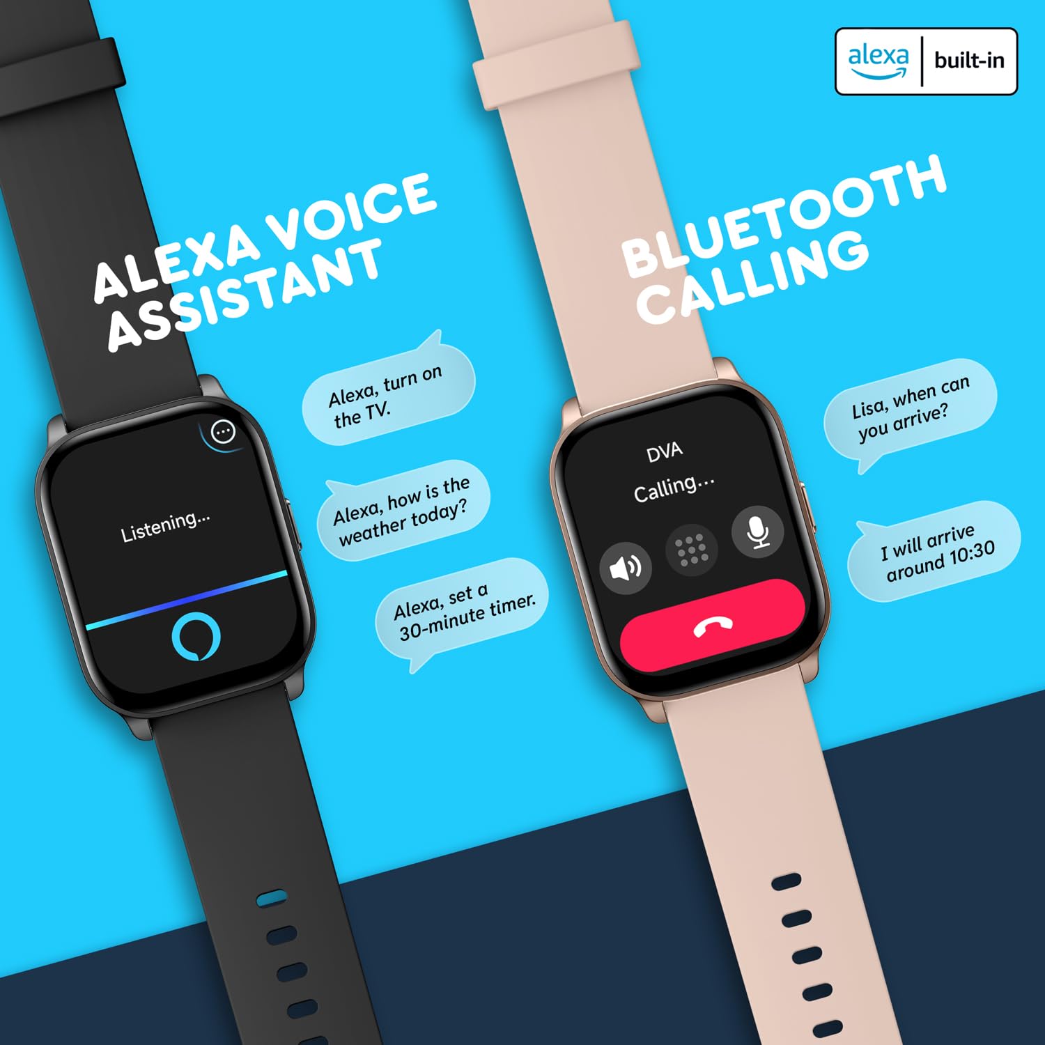 OCTANDRA Spark VeryFit - Reloj inteligente Bluetooth de 2 pulgadas con respuesta de llamada Alexa, energía corporal, frecuencia cardíaca, saturación de oxígeno, monitor de sueño, rastreador de pasos