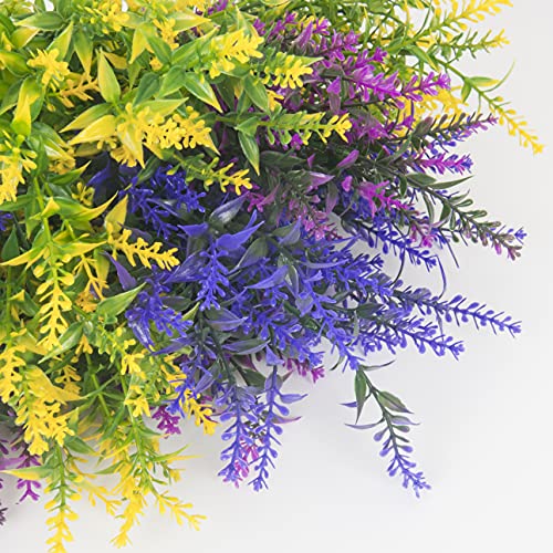 Teldrassil 18 Bundles Artificial Lavender Flowers Outdoor Uv Resistant Fake Plastic Flowers Faux Plastic Shrubs For Indoor Outdoor Window Home Garden Decoration #TOP2