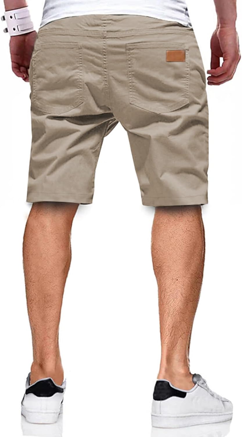 JMIERR Mens Casual Shorts - Cotton Drawstring Summer Beach Stretch Twill Chino Golf Shorts - Image 2