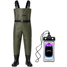 Fishing Waders, PVC Waterproof Bootfoot Waders for Men Women, Reinforced Knees, Adjustable Straps, AntiSlip Sole